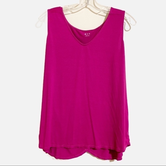 Three Dots Sleeveless V-Neck Fuchsia Tank Top Tunic Blouse. Size Small - Picture 1 of 8